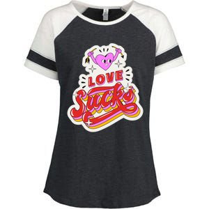 Love Sucks Funny Valentine's Day Enza Ladies Jersey Colorblock Tee