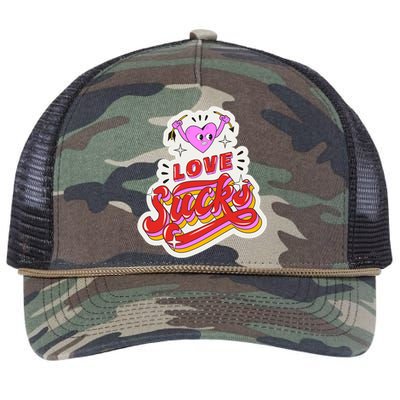 Love Sucks Funny Valentine's Day Retro Rope Trucker Hat Cap