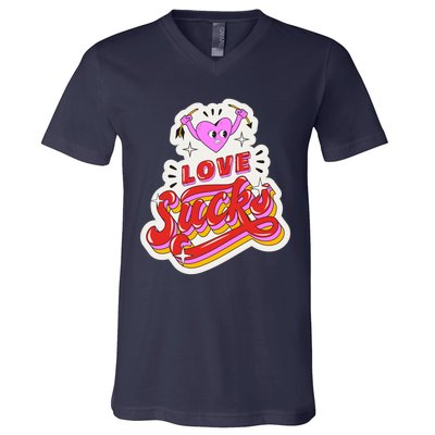 Love Sucks Funny Valentine's Day V-Neck T-Shirt