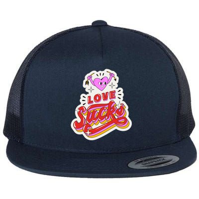 Love Sucks Funny Valentine's Day Flat Bill Trucker Hat