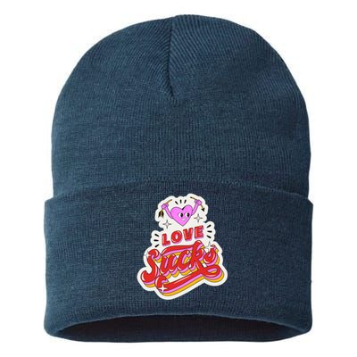 Love Sucks Funny Valentine's Day Sustainable Knit Beanie