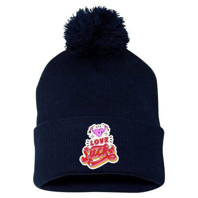 Love Sucks Funny Valentine's Day Pom Pom 12in Knit Beanie