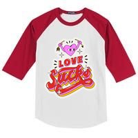 Love Sucks Funny Valentine's Day Kids Colorblock Raglan Jersey