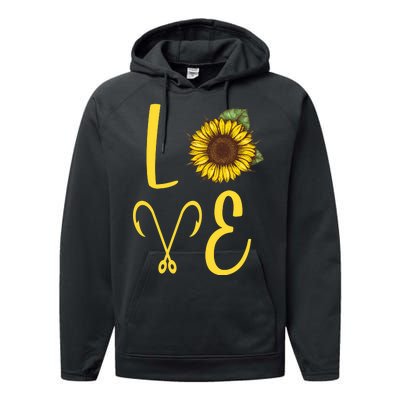 Love Sunflower And Fishing Performance Fleece Hoodie