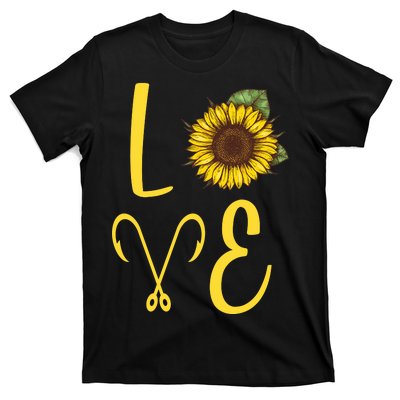 Love Sunflower And Fishing T-Shirt