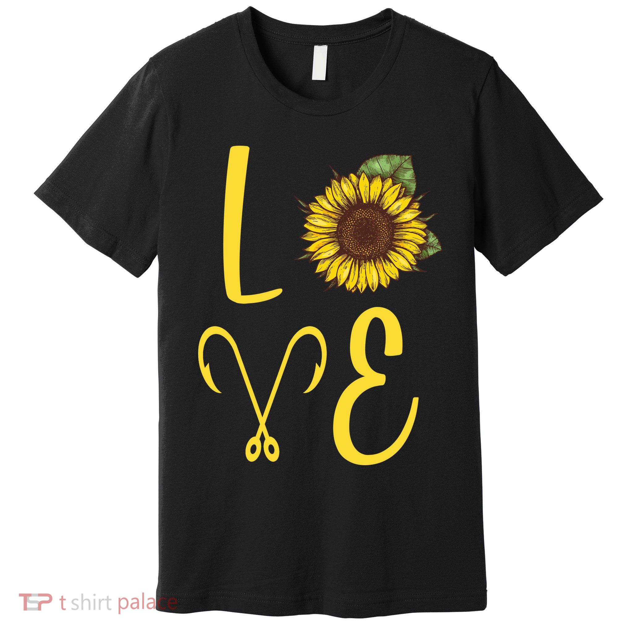 Love Sunflower And Fishing Premium T-Shirt