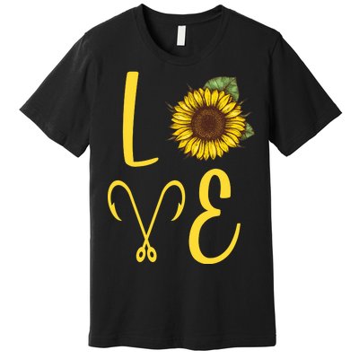 Love Sunflower And Fishing Premium T-Shirt