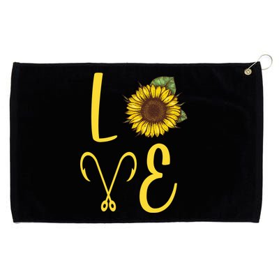 Love Sunflower And Fishing Grommeted Golf Towel