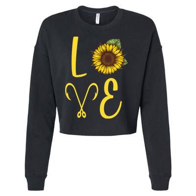Love Sunflower And Fishing Cropped Pullover Crew