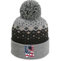 Love Sunflower Patriotic American Flag 4th Of July The Baniff Cuffed Pom Beanie