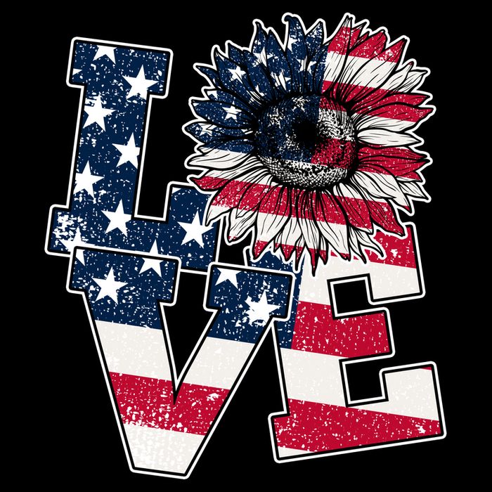 Love Sunflower Patriotic American Flag 4th Of July Doggie Tank