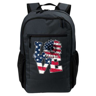 Love Sunflower Patriotic American Flag 4th Of July Daily Commute Backpack