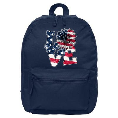 Love Sunflower Patriotic American Flag 4th Of July 16 in Basic Backpack