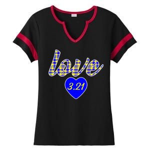 Love Support Down Syndrome Awareness Ladies Halftime Notch Neck Tee