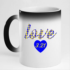 Love Support Down Syndrome Awareness 11oz Black Color Changing Mug