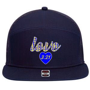 Love Support Down Syndrome Awareness 7 Panel Mesh Trucker Snapback Hat