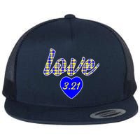 Love Support Down Syndrome Awareness Flat Bill Trucker Hat