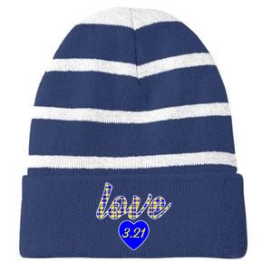 Love Support Down Syndrome Awareness Striped Beanie with Solid Band