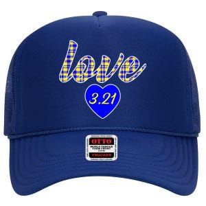 Love Support Down Syndrome Awareness High Crown Mesh Back Trucker Hat