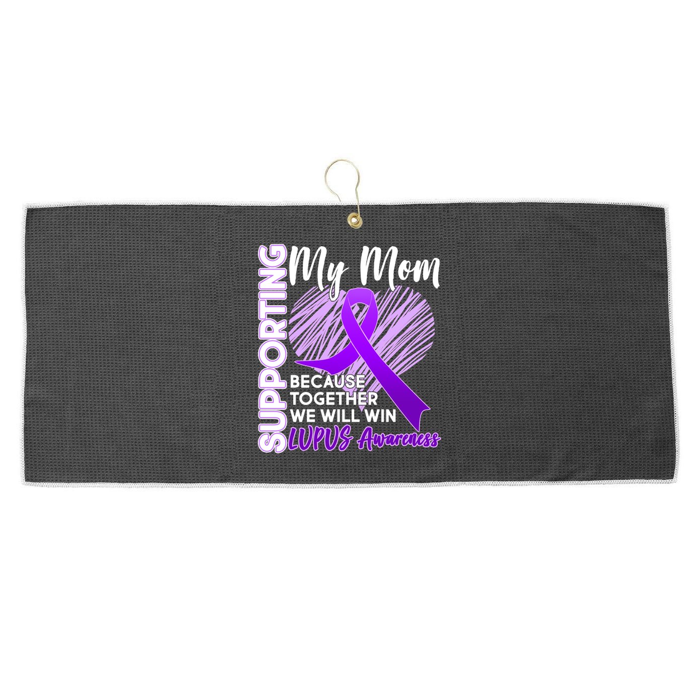 Love Support My Mom Lupus Awareness  Large Microfiber Waffle Golf Towel