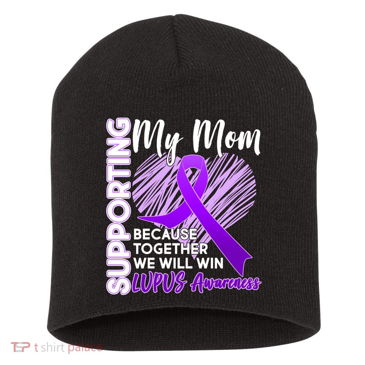 Love Support My Mom Lupus Awareness  Short Acrylic Beanie