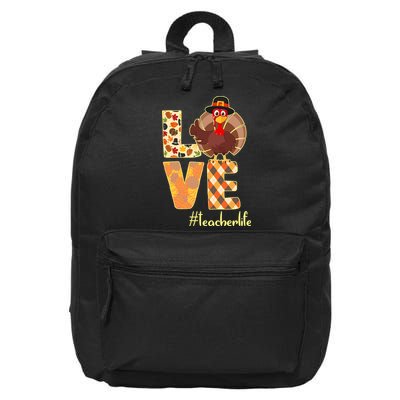 Love Teacher Life Turkey Thanksgiving 16 in Basic Backpack