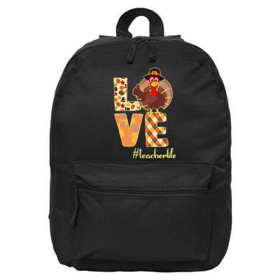 Love Teacher Life Turkey Thanksgiving 16 in Basic Backpack