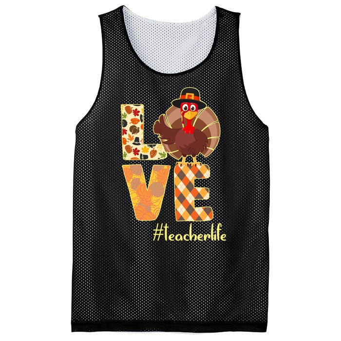 Love Teacher Life Turkey Thanksgiving Mesh Reversible Basketball Jersey Tank