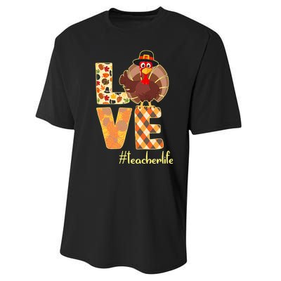 Love Teacher Life Turkey Thanksgiving Performance Sprint T-Shirt