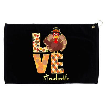 Love Teacher Life Turkey Thanksgiving Grommeted Golf Towel