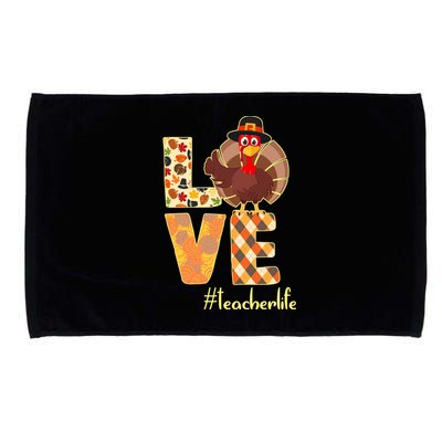 Love Teacher Life Turkey Thanksgiving Microfiber Hand Towel