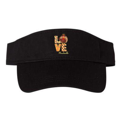 Love Teacher Life Turkey Thanksgiving Valucap Bio-Washed Visor