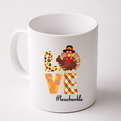 Love Teacher Life Turkey Thanksgiving Coffee Mug