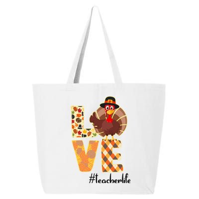 Love Teacher Life Turkey Thanksgiving 25L Jumbo Tote