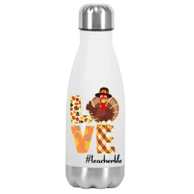 Love Teacher Life Turkey Thanksgiving Stainless Steel Insulated Water Bottle