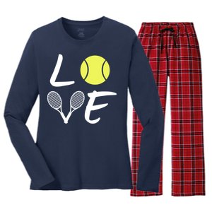 Love Tennis Women's Long Sleeve Flannel Pajama Set 