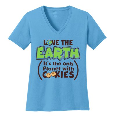 Love the Earth It's the Only Planet with Cookies Women's V-Neck T-Shirt