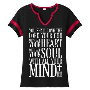 Love The Lord Christian Bible Quote Luke 10:27 Ladies Halftime Notch Neck Tee