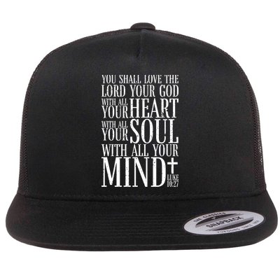 Love The Lord Christian Bible Quote Luke 10:27 Flat Bill Trucker Hat