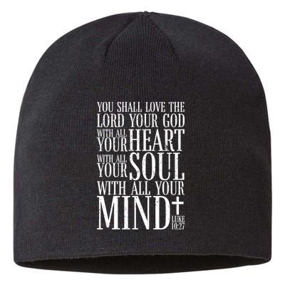 Love The Lord Christian Bible Quote Luke 10:27 Sustainable Beanie