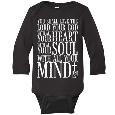 Love The Lord Christian Bible Quote Luke 10:27 Baby Long Sleeve Bodysuit