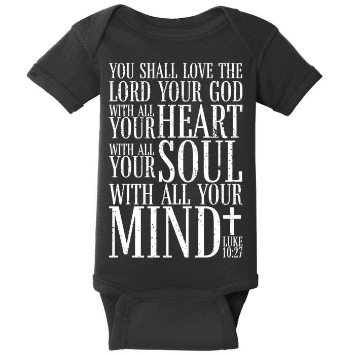 Love The Lord Christian Bible Quote Luke 10:27 Baby Bodysuit