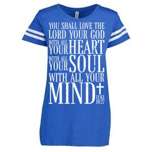 Love The Lord Christian Bible Quote Luke 10:27 Enza Ladies Jersey Football T-Shirt