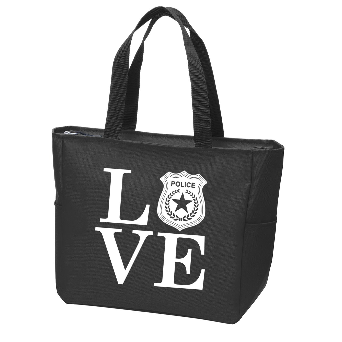 Love The Police Zip Tote Bag