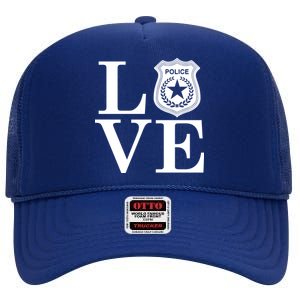 Love The Police High Crown Mesh Back Trucker Hat