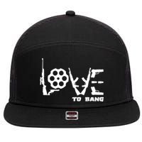 Love To Bang Funny Gun Bullets 7 Panel Mesh Trucker Snapback Hat