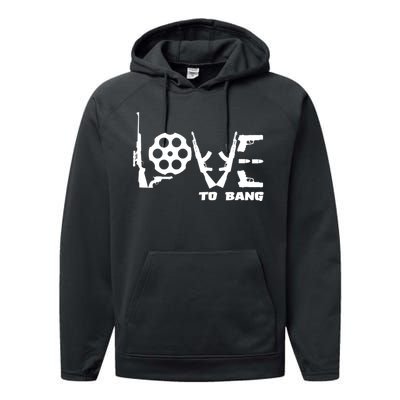 Love To Bang Funny Gun Bullets Performance Fleece Hoodie