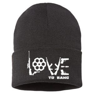 Love To Bang Funny Gun Bullets Sustainable Knit Beanie