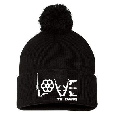 Love To Bang Funny Gun Bullets Pom Pom 12in Knit Beanie