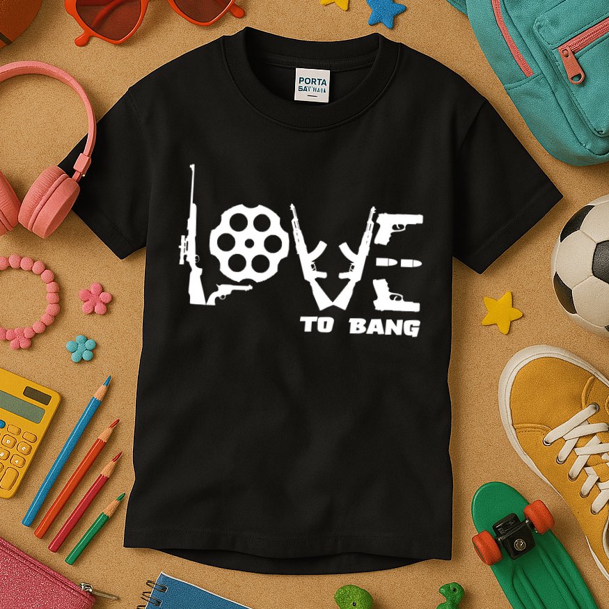 Love To Bang Funny Gun Bullets Kids T-Shirt